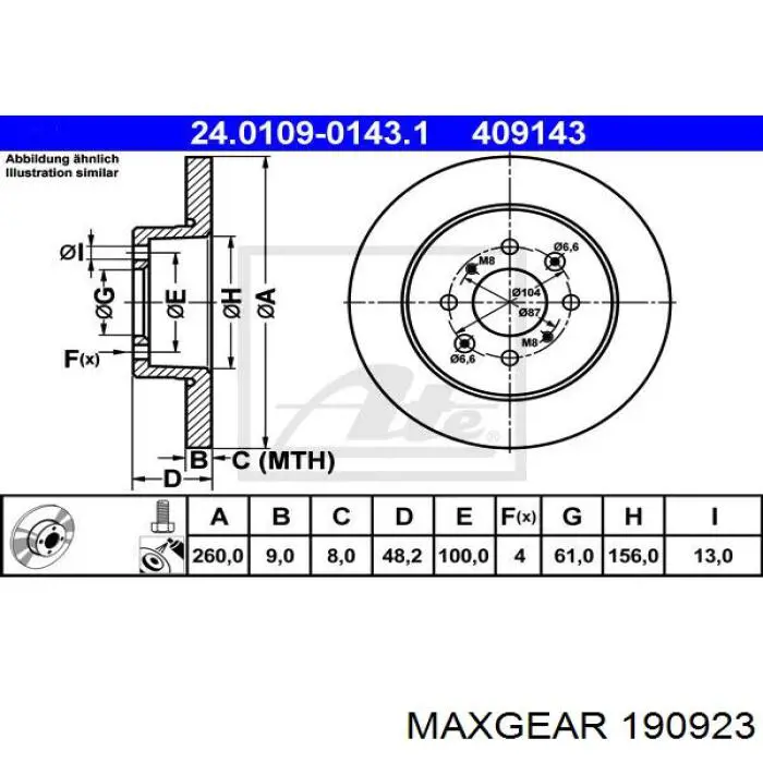 Comprar 190923 Maxgear Disco de freno trasero