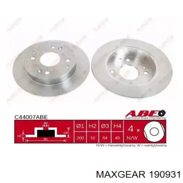 Comprar 190931 Maxgear Disco de freno trasero