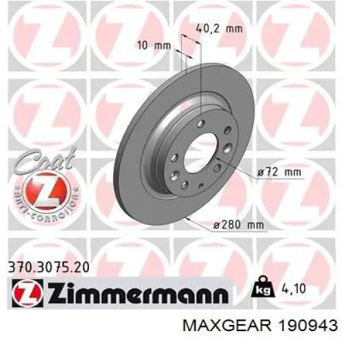 Disco de freno trasero Maxgear 190943 precio, desde 33,66 EUR