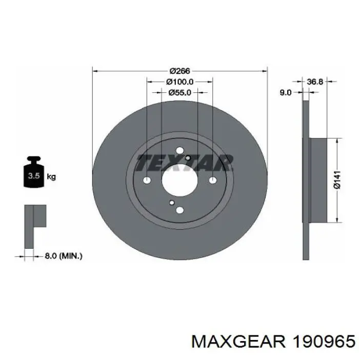 19-0965 Maxgear disco de freno trasero