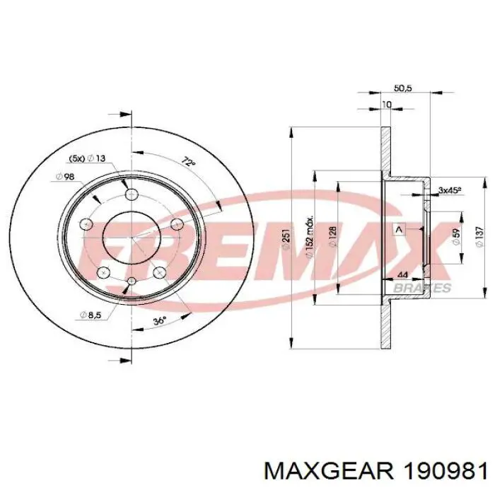 Disco de freno trasero Alfa Romeo 147 937