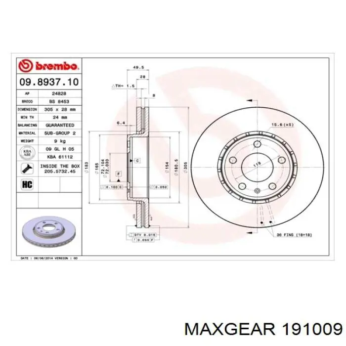 Freno de disco delantero Renault Trafic 2 FL