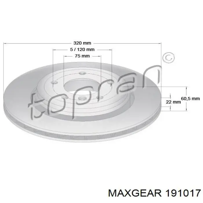 19-1017 Maxgear disco de freno trasero