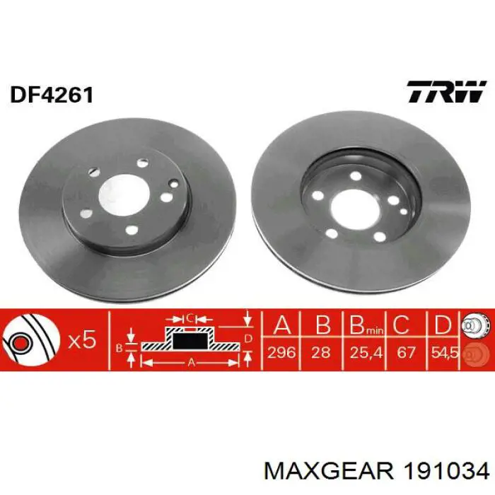 19-1034 Maxgear freno de disco delantero