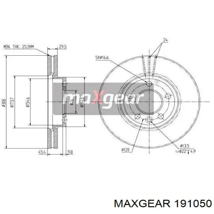 19-1050 Maxgear freno de disco delantero