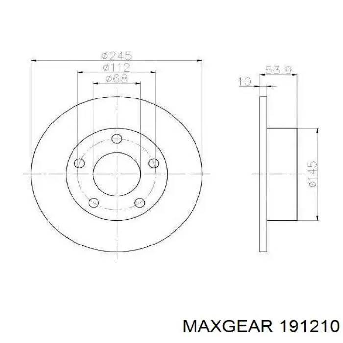 19-1210 Maxgear disco de freno trasero