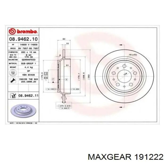 BS0986478445 Polcar disco de freno trasero