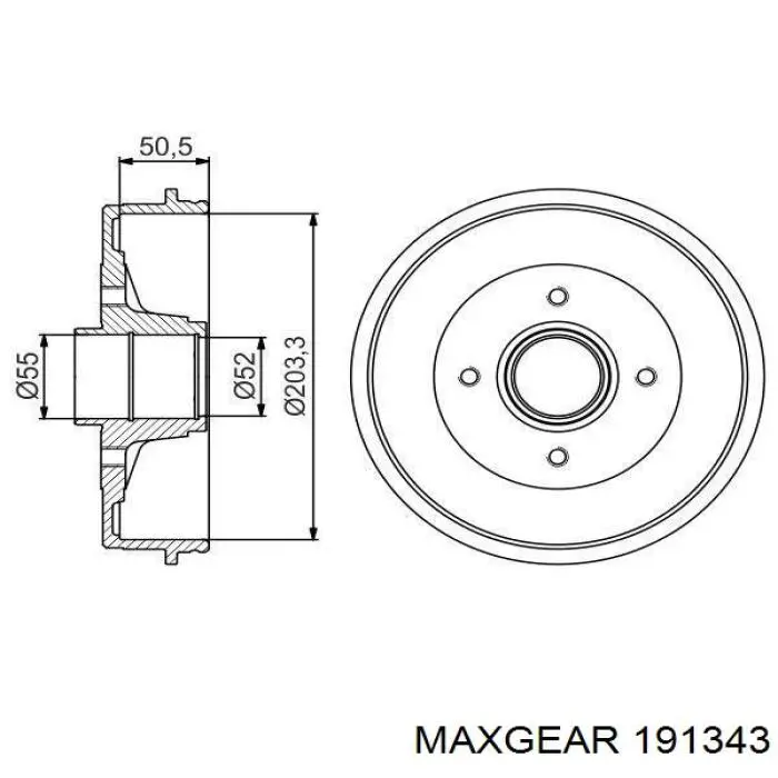 19-1343 Maxgear freno de tambor trasero