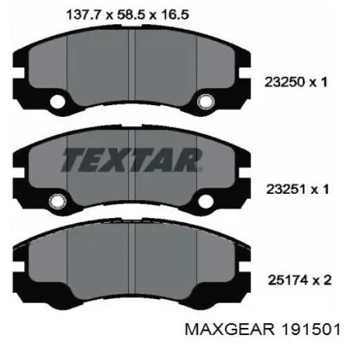 19-1501 Maxgear pastillas de freno delanteras