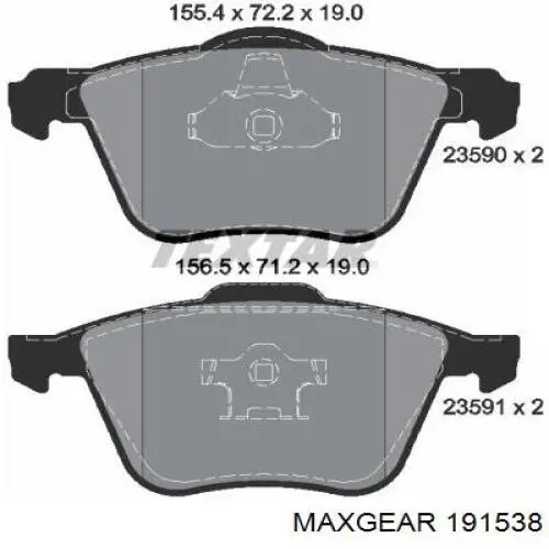 19-1538 Maxgear pastillas de freno delanteras