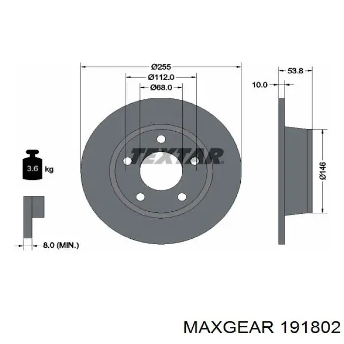 191802 Maxgear disco de freno trasero