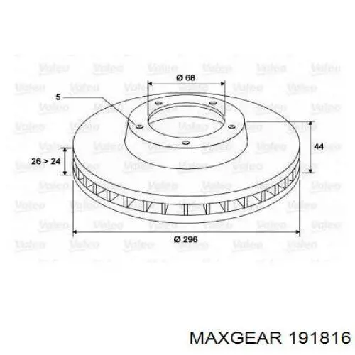 Disco de freno 191816 Maxgear