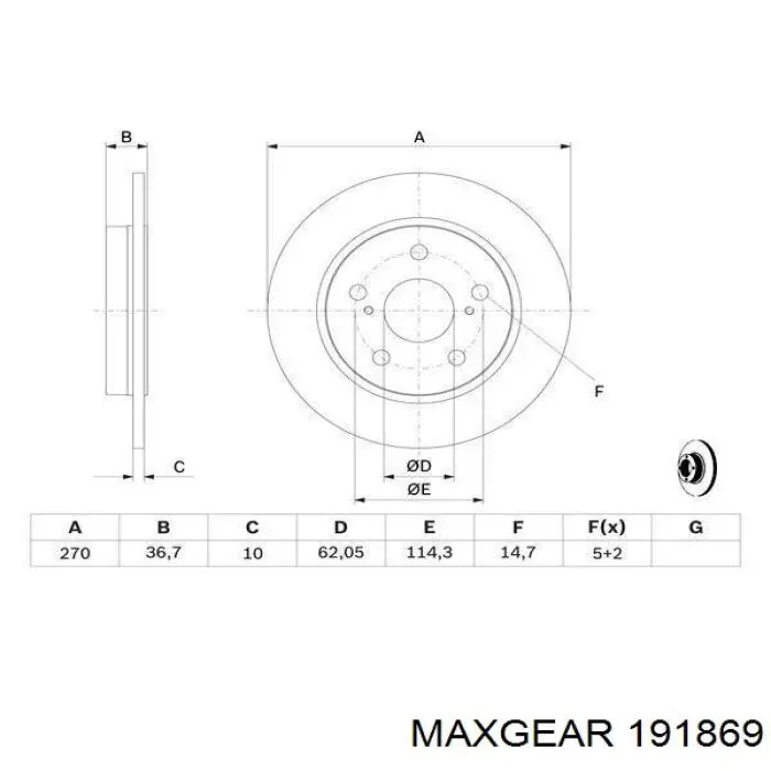 Disco de freno trasero Toyota Auris E15
