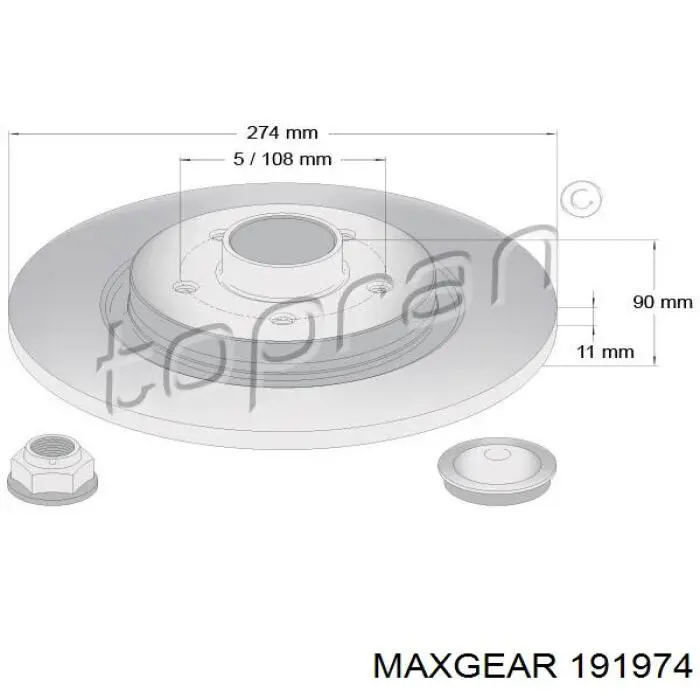 19-1974 Maxgear disco de freno trasero