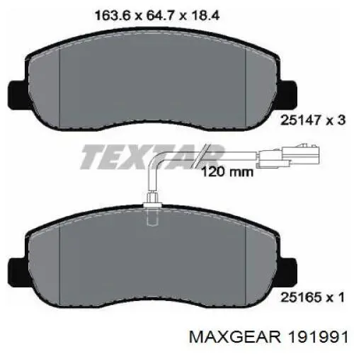 191991 Maxgear pastillas de freno delanteras