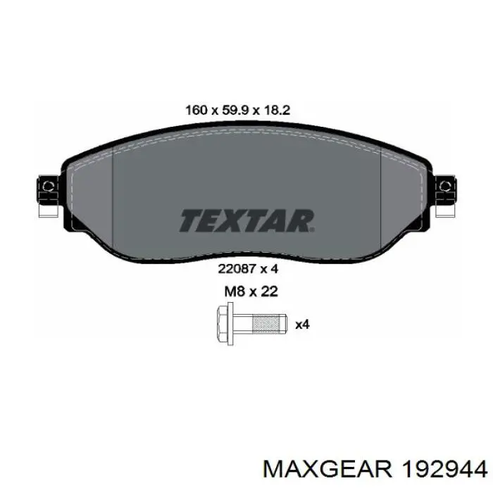 19-2944 Maxgear pastillas de freno delanteras