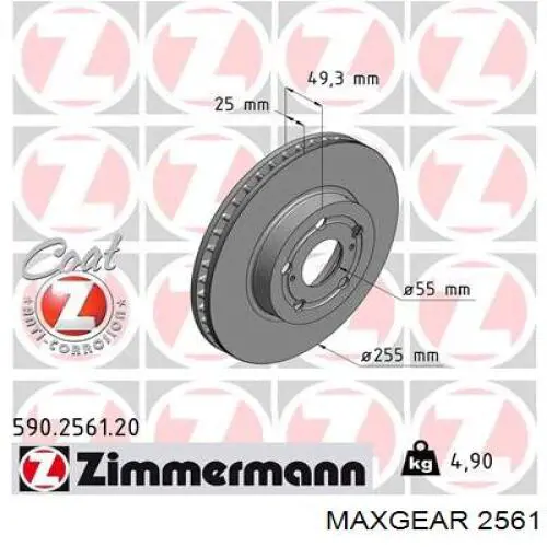 2561 Maxgear cojinete de rueda delantero