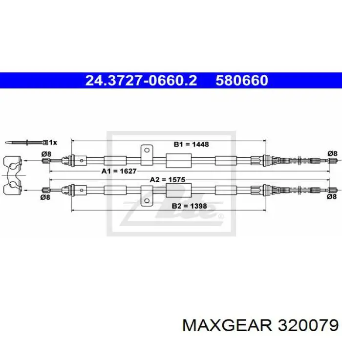 32-0079 Maxgear cable de freno de mano trasero derecho/izquierdo