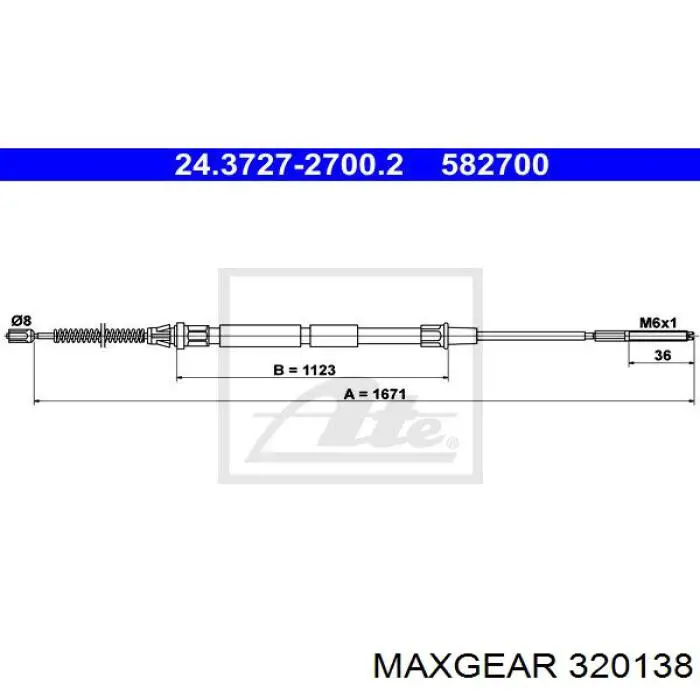 320138 Maxgear cable de freno de mano trasero derecho/izquierdo