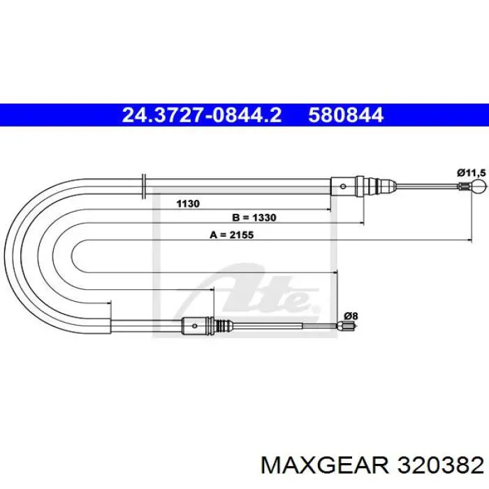 32-0382 Maxgear cable de freno de mano trasero derecho/izquierdo