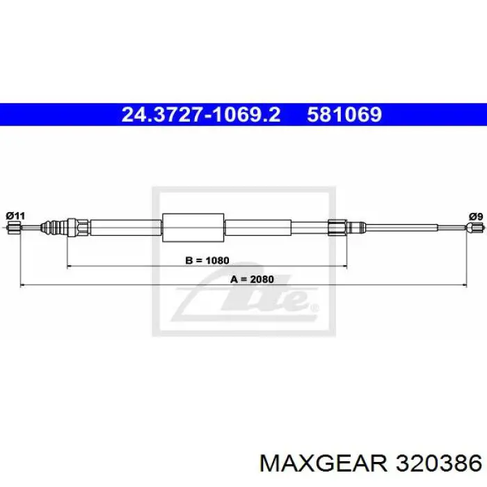 32-0386 Maxgear cable de freno de mano trasero derecho/izquierdo