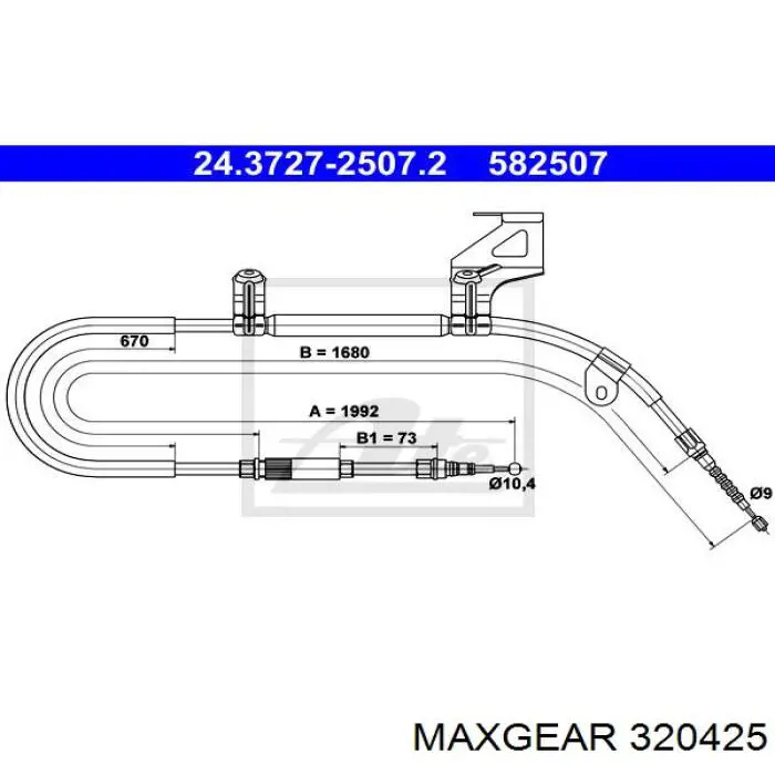 32-0425 Maxgear cable de freno de mano trasero derecho