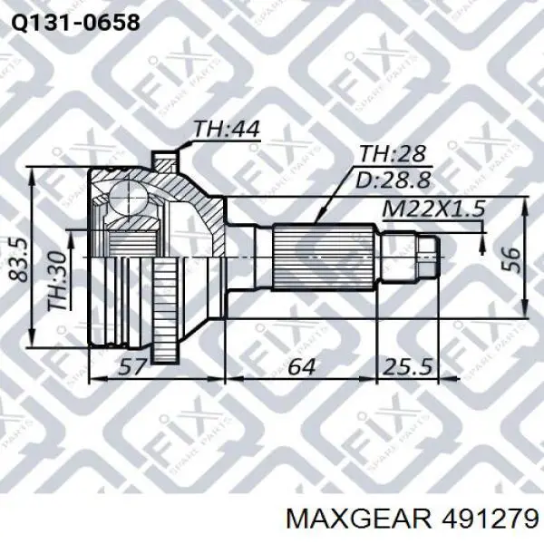 49-1279 Maxgear junta homocinética exterior delantera