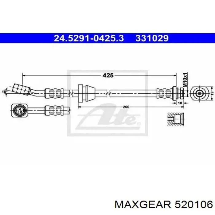 52-0106 Maxgear latiguillo de freno delantero