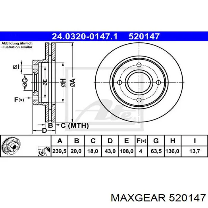 52-0147 Maxgear tubo flexible de frenos trasero