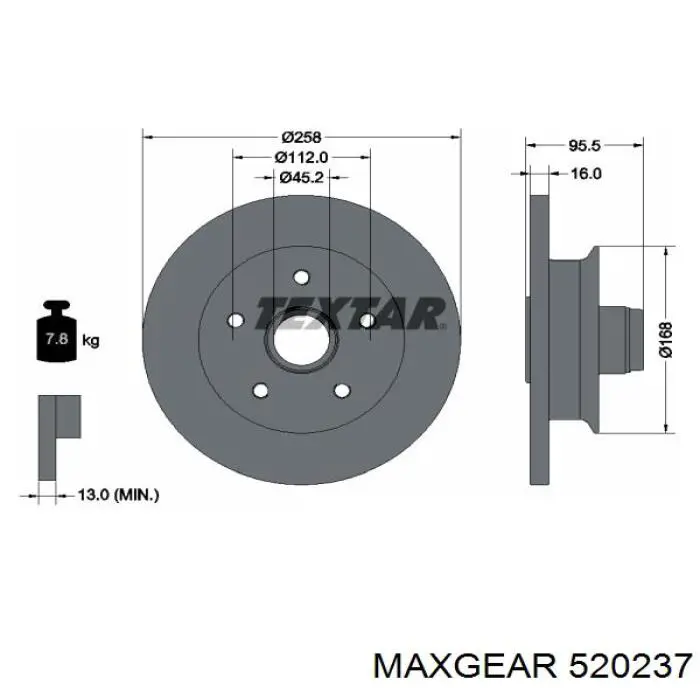 52-0237 Maxgear tubo flexible de frenos delantero izquierdo