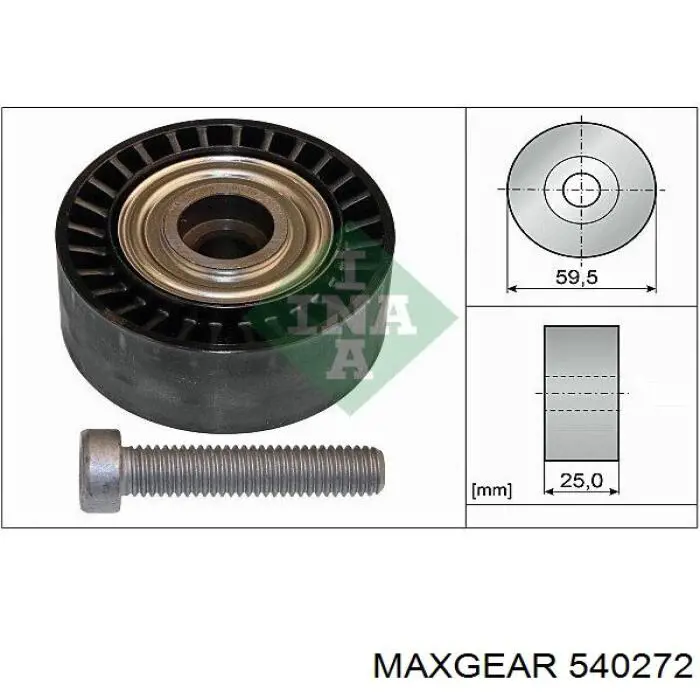 54-0272 Maxgear rodillo, correa trapecial poli v