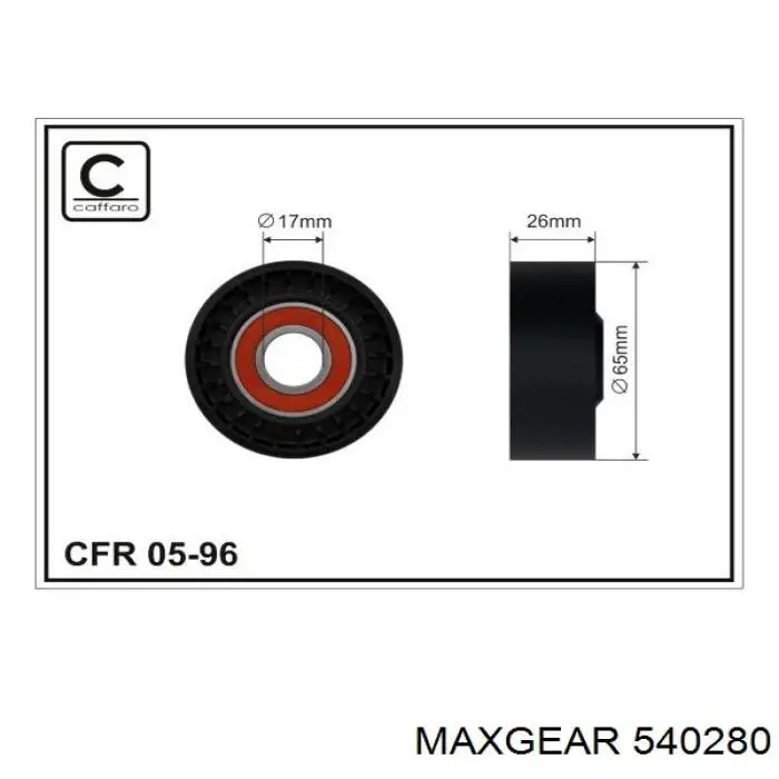 54-0280 Maxgear rodillo, correa trapecial poli v