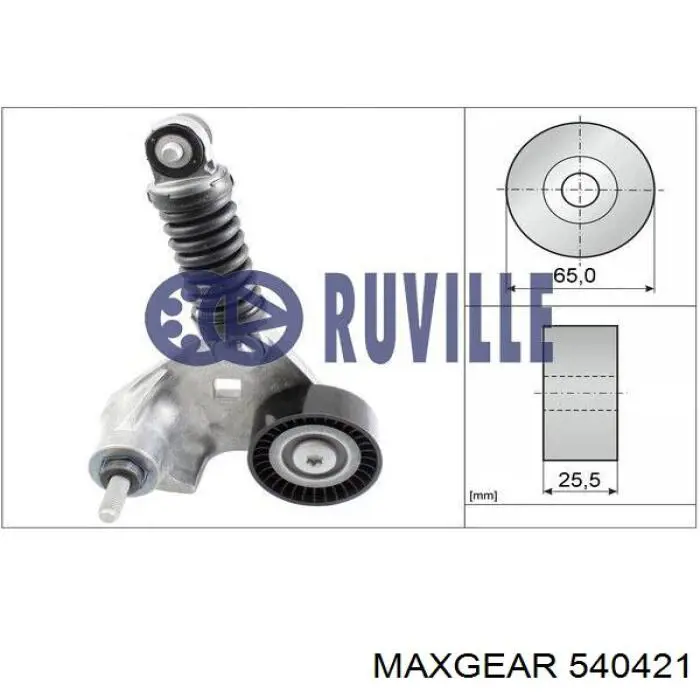 54-0421 Maxgear rodillo, correa trapecial poli v