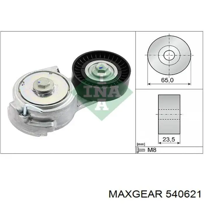 54-0621 Maxgear tensor de correa, correa poli v