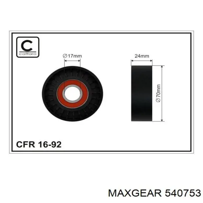 54-0753 Maxgear rodillo, correa trapecial poli v