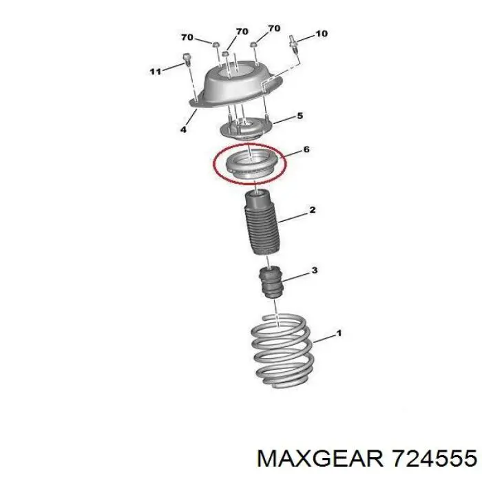 72-4555 Maxgear soporte amortiguador delantero izquierdo