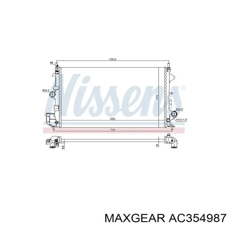 AC354987 Maxgear radiador refrigeración del motor