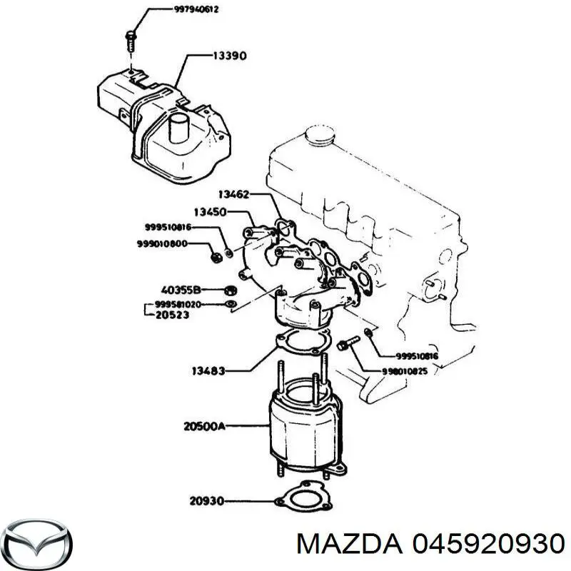 045920930 Mazda junta, tubo de escape silenciador