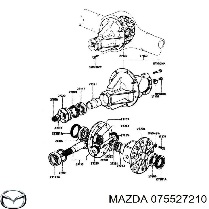 075527210 Mazda Cojinete del diferencial del eje trasero