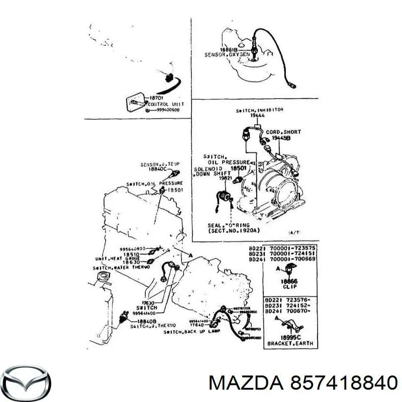 Sensor de temperatura 857418840 Mazda