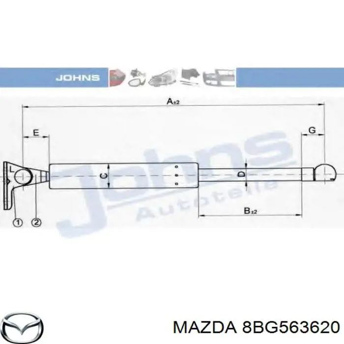 8BG563620 Mazda amortiguador de maletero