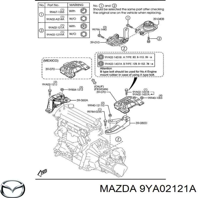 9YA02121A Mazda