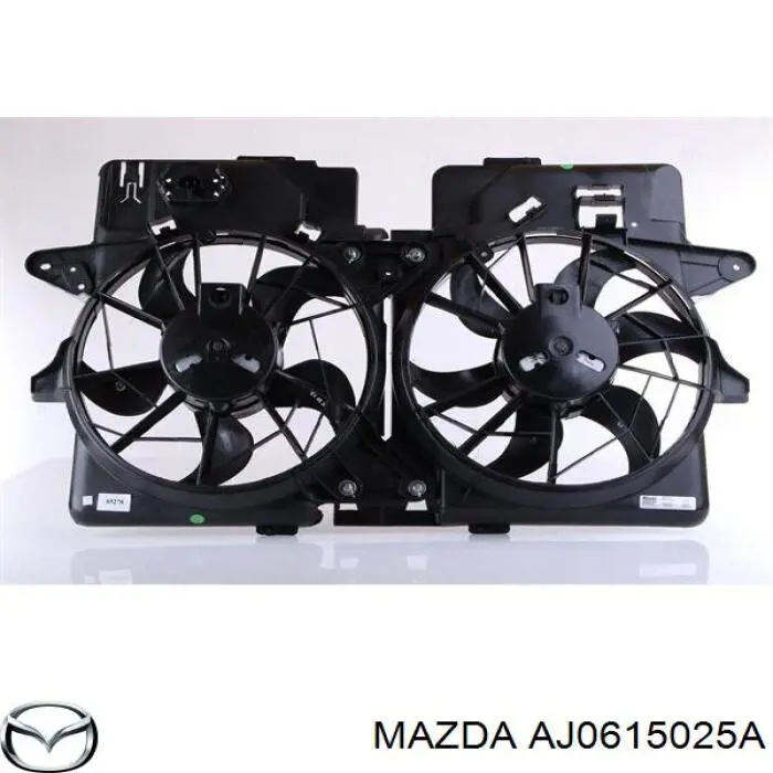 AJ0615025A Mazda difusor de radiador, ventilador de refrigeración, condensador del aire acondicionado, completo con motor y rodete