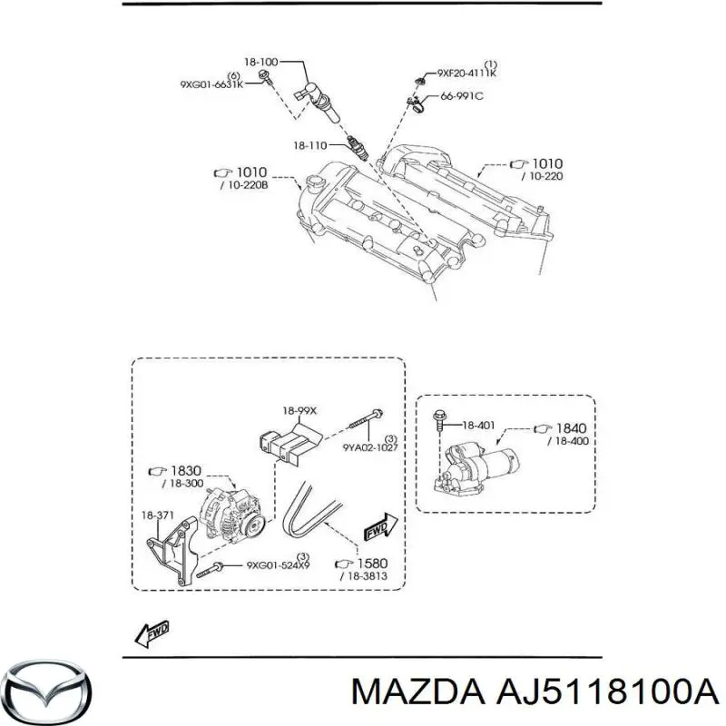 AJ5118100A Mazda bobina de encendido