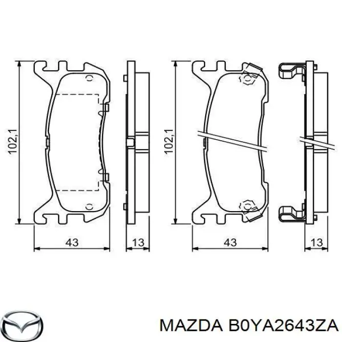 B0YA2643ZA Mazda pastillas de freno traseras