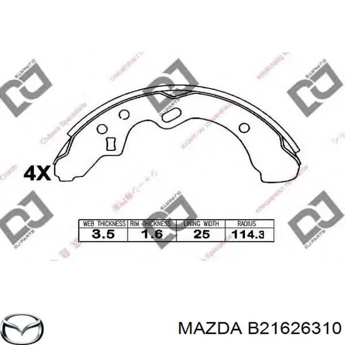 B21626310 Mazda zapatas de frenos de tambor traseras