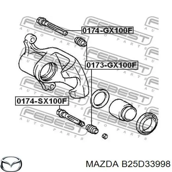 B25D33998 Mazda Guía de la pinza de freno delantera
