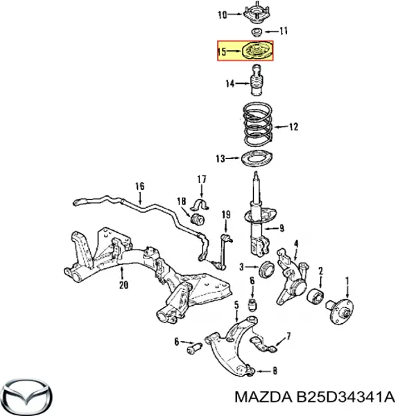 Comprar B25D34341A Mazda Copa superior del resorte delantero