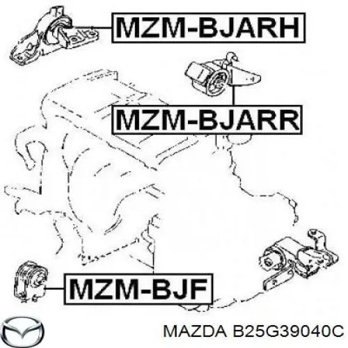 B25G39040C Mazda soporte de motor trasero