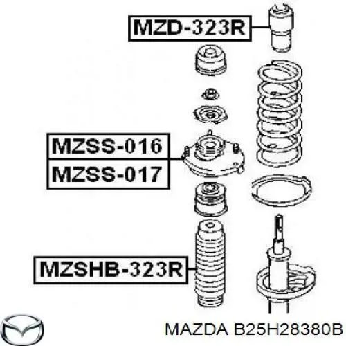 B25H28380B Mazda soporte amortiguador trasero derecho